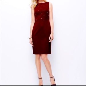 EUC Ann Taylor Burgundy Embellished Sheath Dress